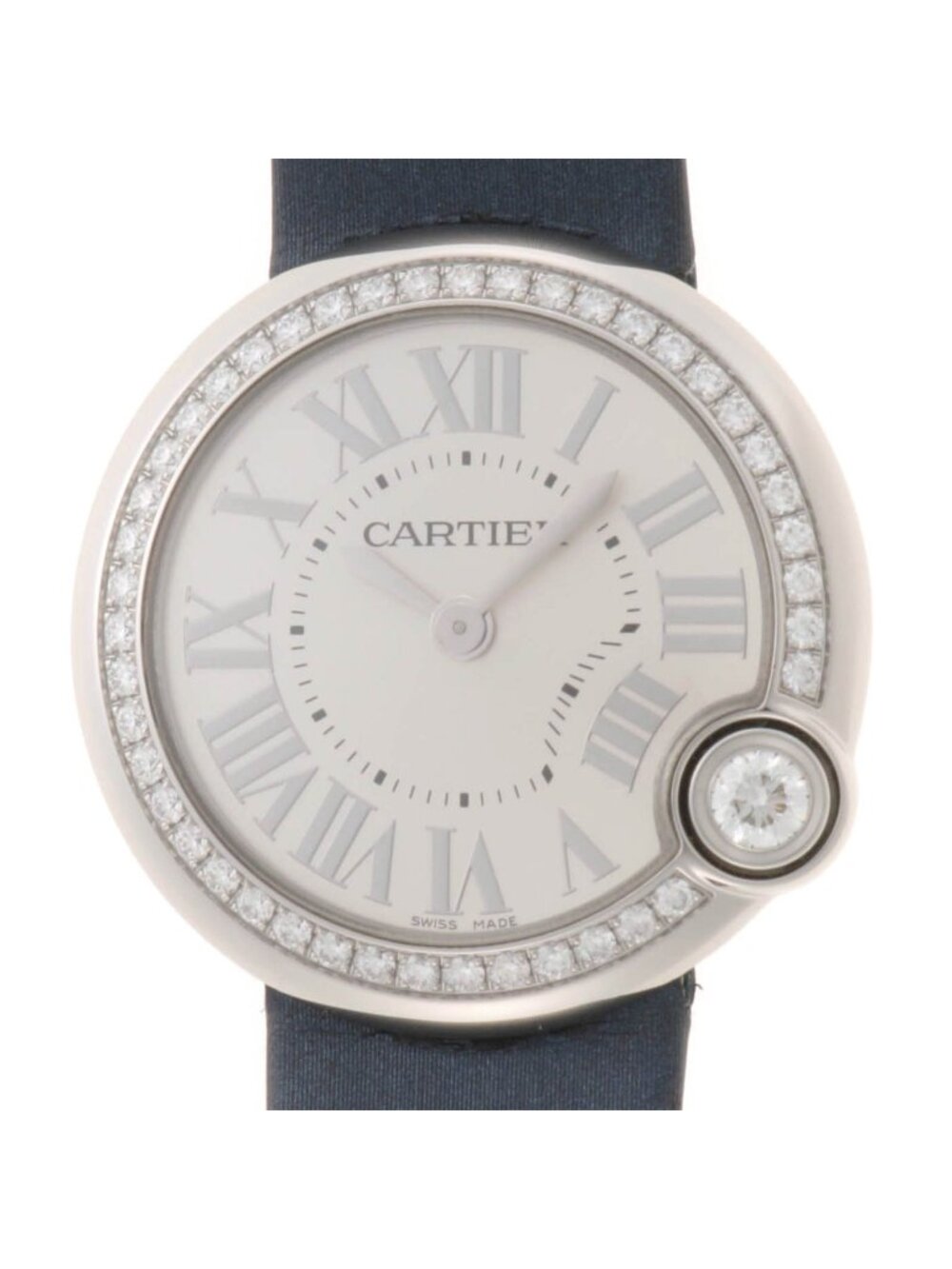 Cartier Ballon Blanc de Diamond Bezel 4 Silver Stainless Steel Quartz Watch